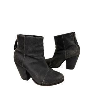 RAG & BONE Newbury Gray Granite Distressed Suede Leather Ankle Booties EU 37.5